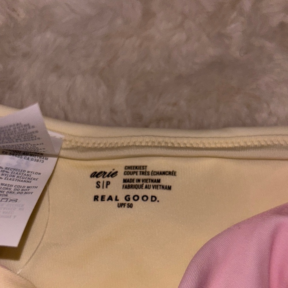 NWT Aerie pink and yellow stripes cheekiest bikini - Picture 4 of 4